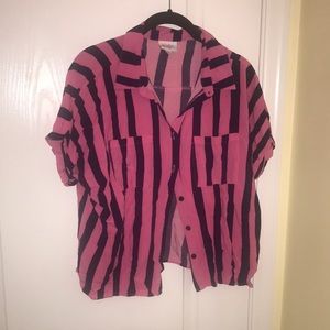 LuLaRoe size small navy and pink Amy button down
